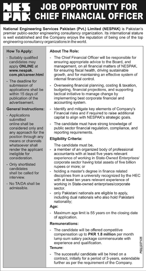 National Engineering Services Pakistan NESPAK Apply Jobs 2026