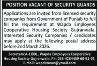 Wapda Employees Cooperative Housing Society Apply Jobs 2026