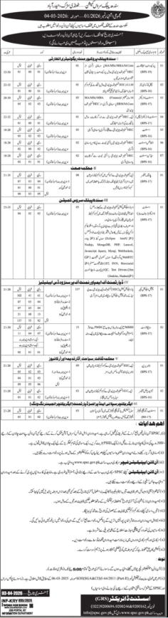 SPSC Sindh Public Service Commission Apply Jobs 2026